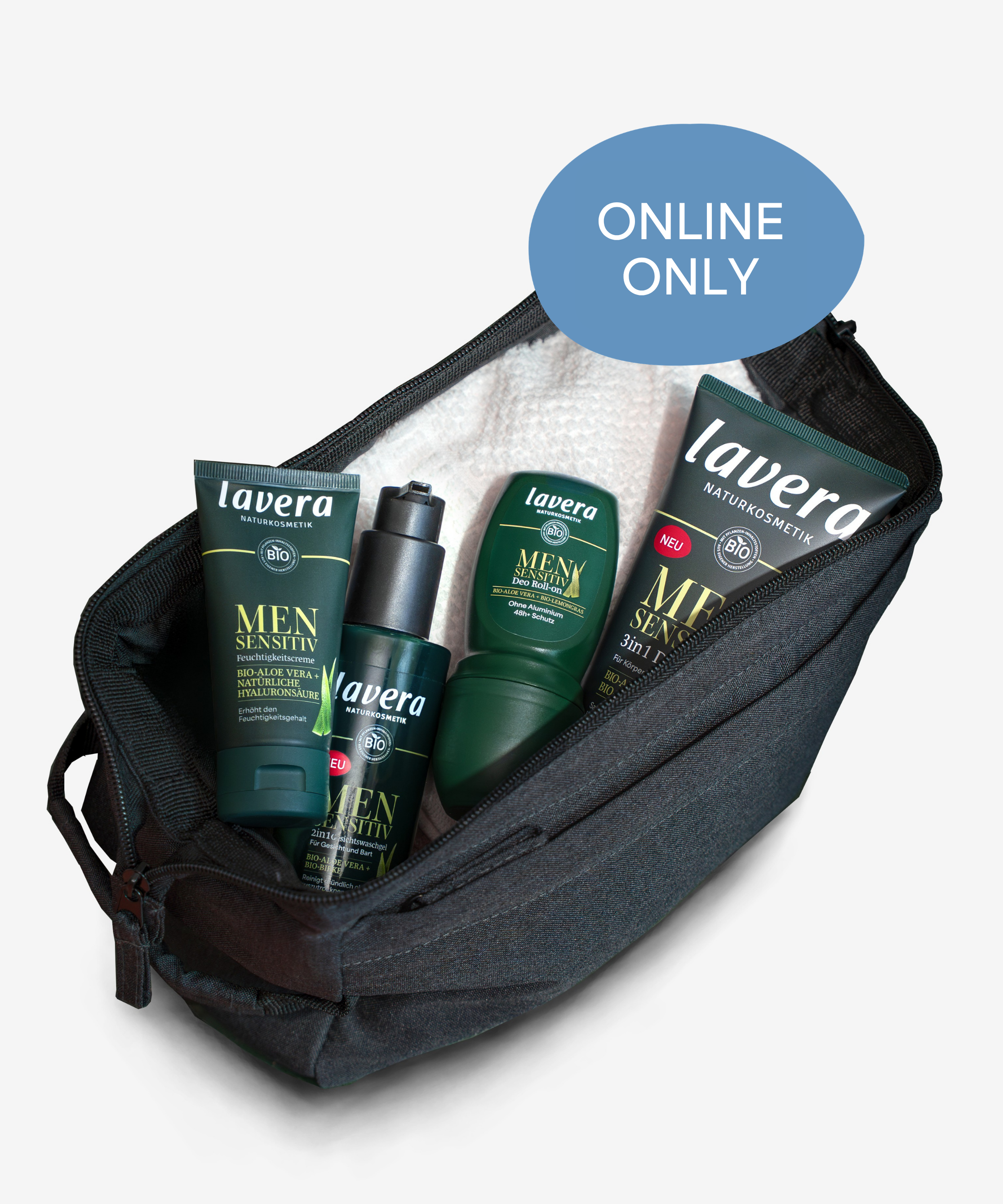 lavera Men sensitive 4in1 Pflege-Set + Kulturbeutel