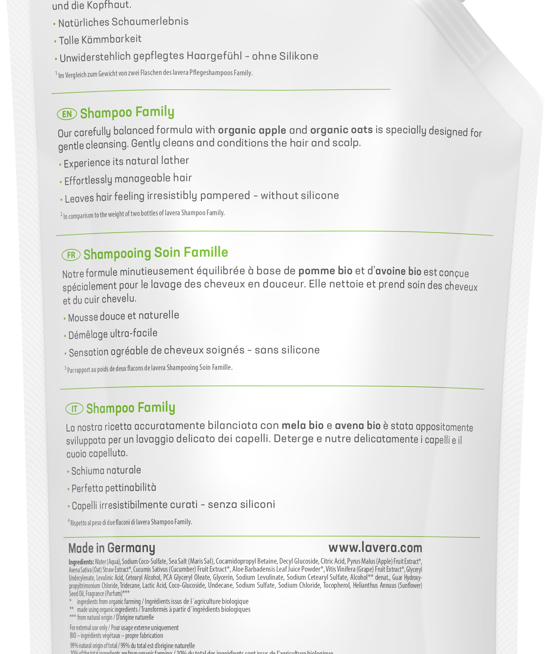 lavera Nachfüllbeutel Pflegeshampoo Family