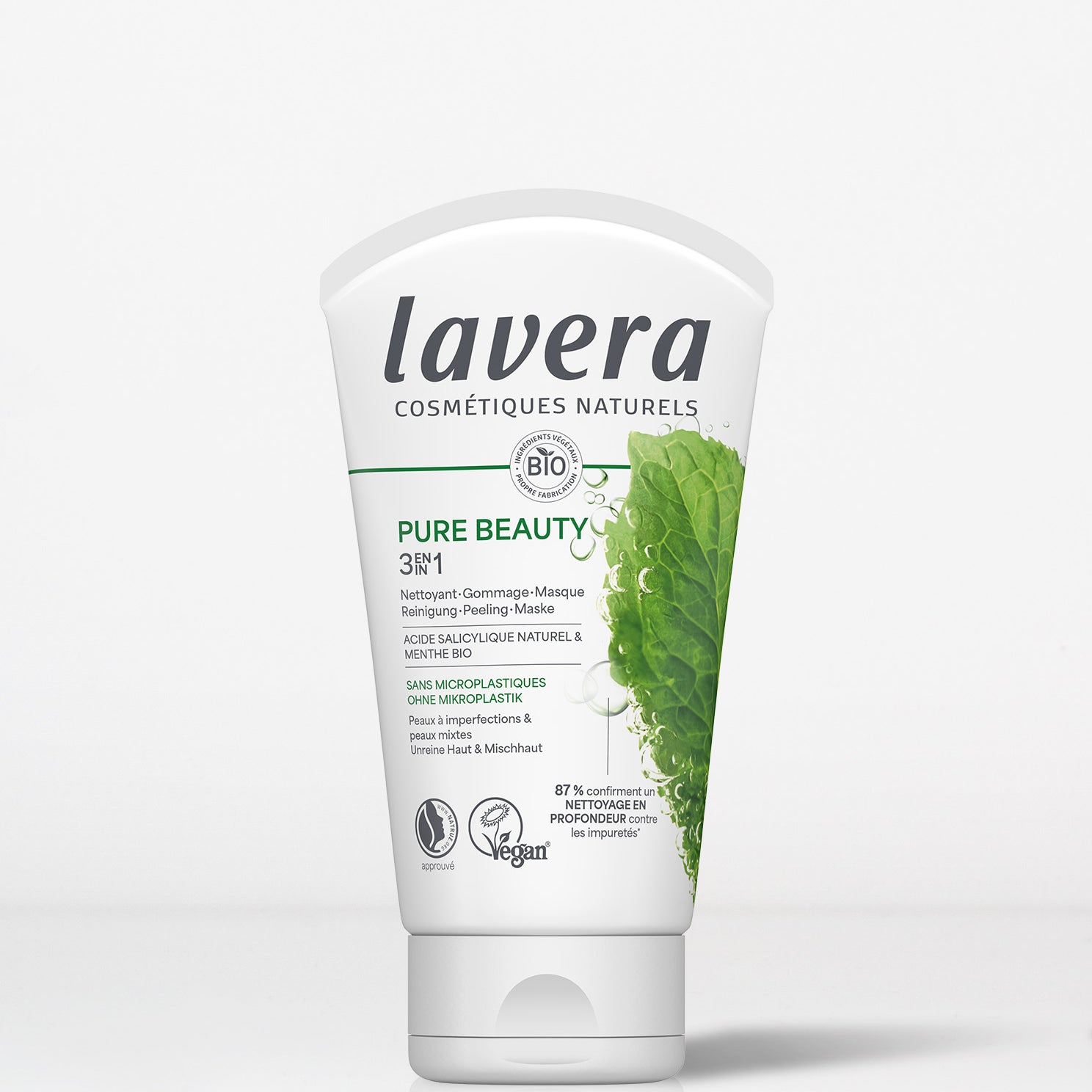 lavera Pure Beauty 3en1 Nettoyant Gommage Masque