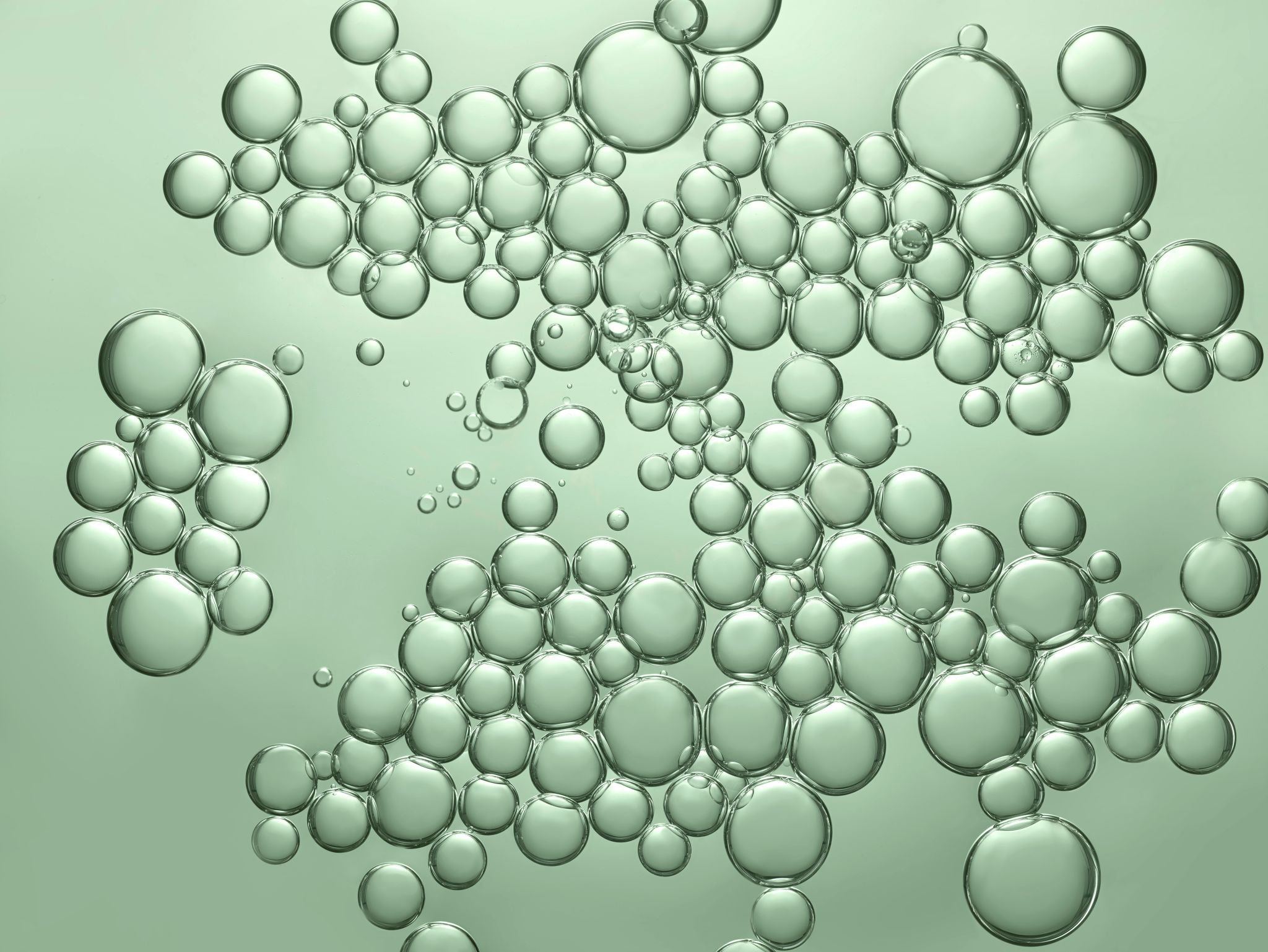 Bulles sur fond vert