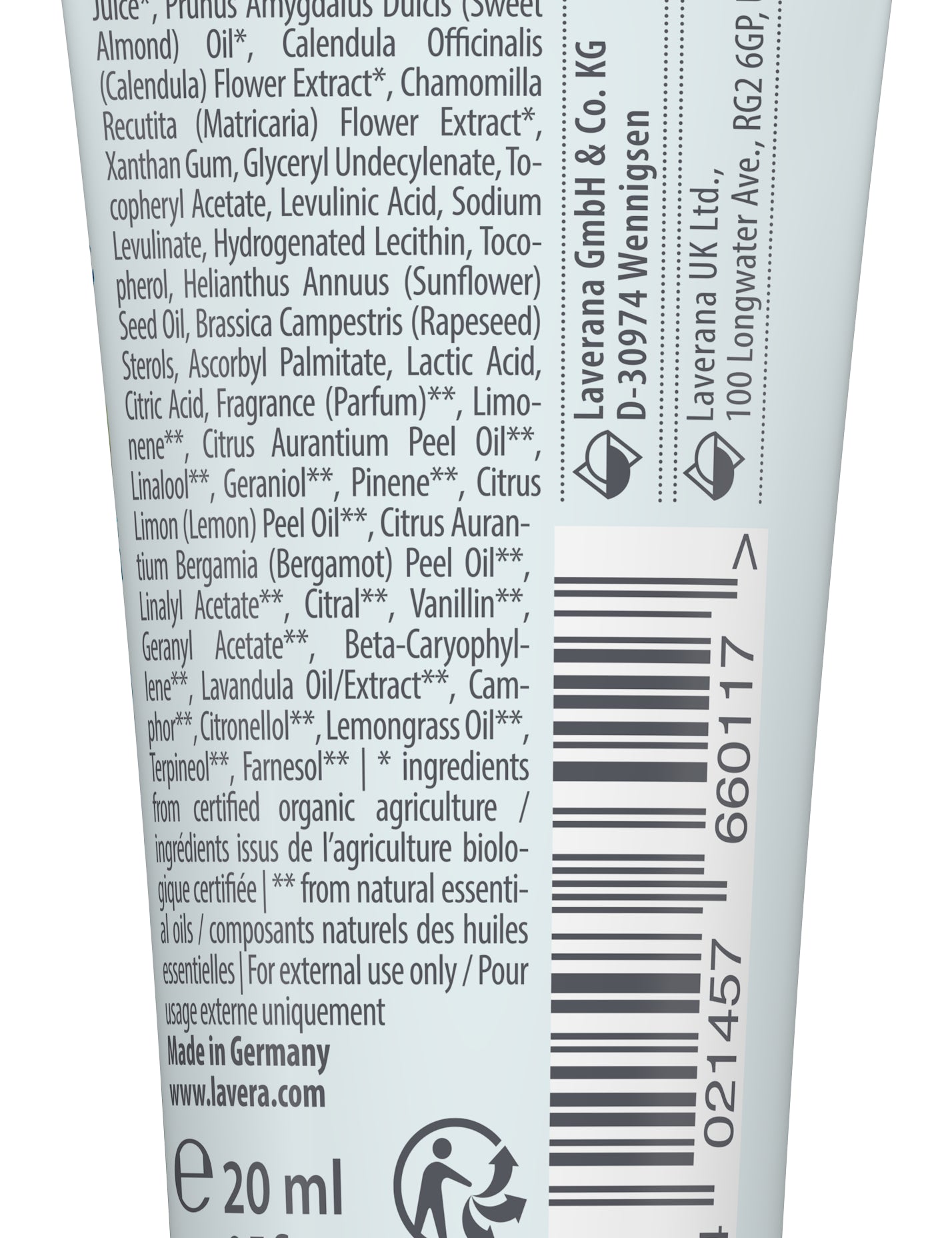 lavera Format voyage basis sensitive crème mains